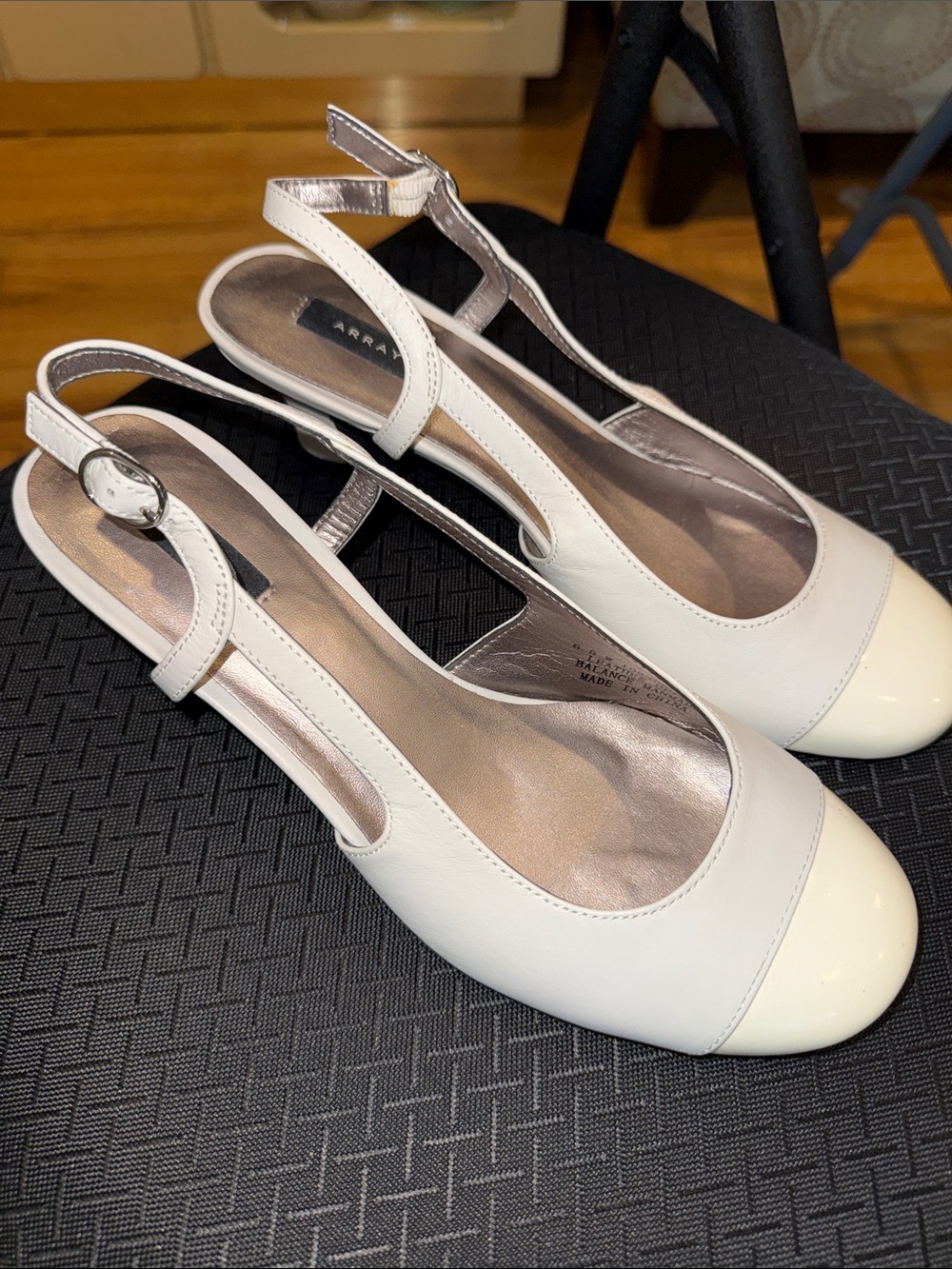 Array Women's White Slingback Cap-Toe Pumps